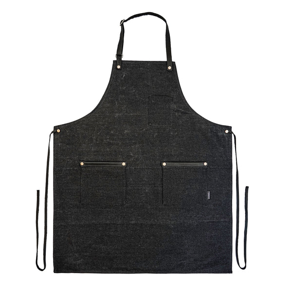 WAXED DENIM INDUSTRY APRON Black