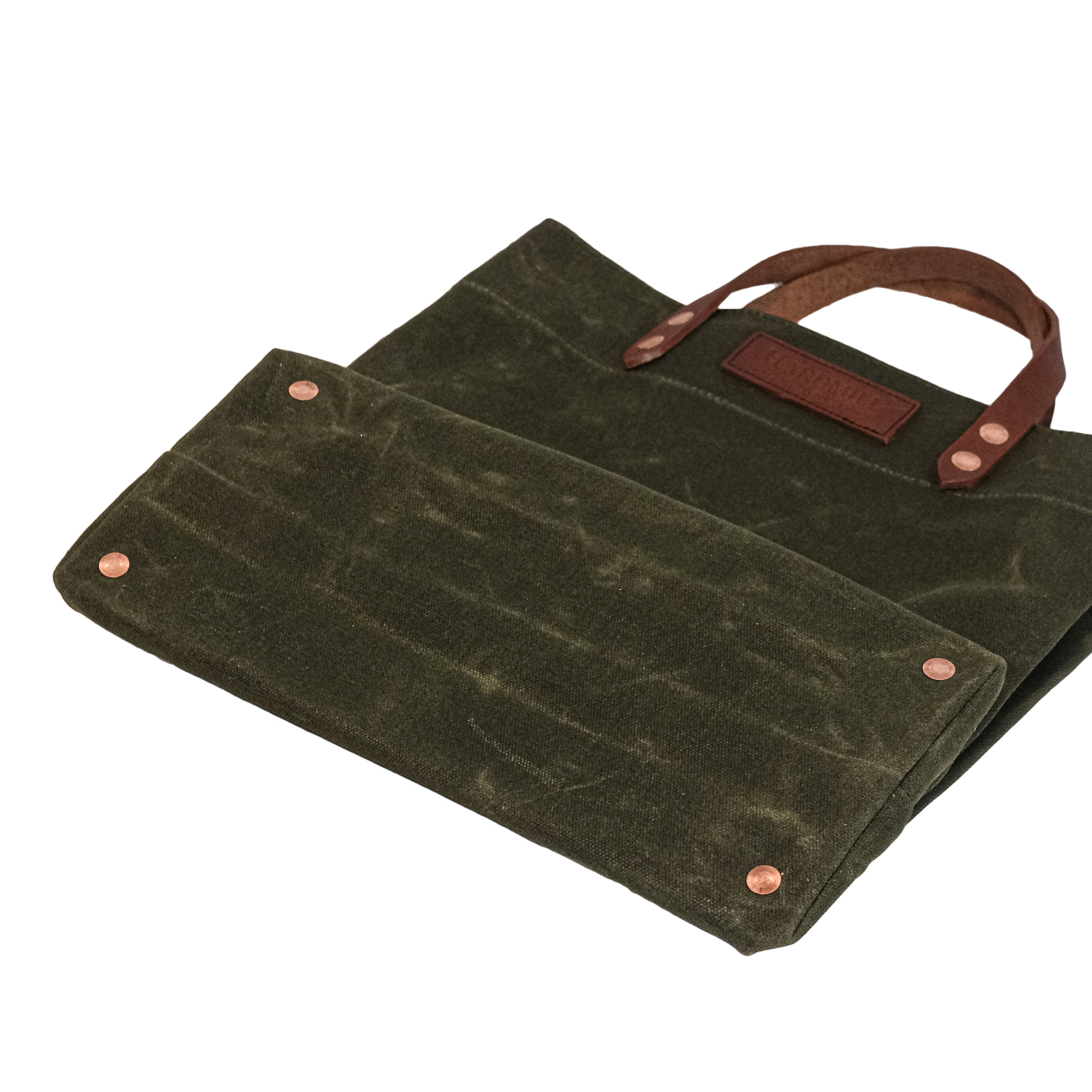 Waxed canvas grocery bag top