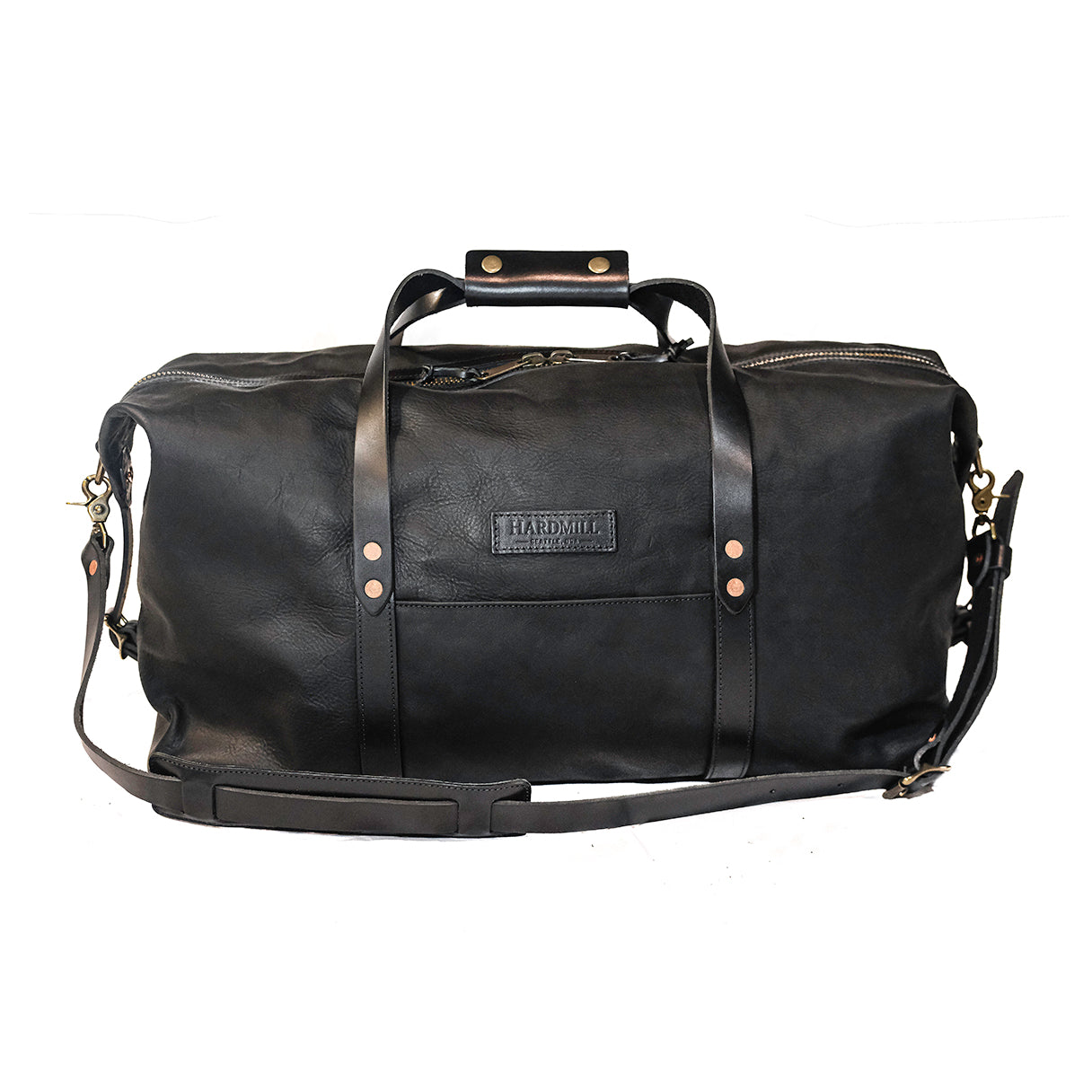 Round leather duffle bag discount